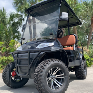 black elite ev 4 passenger lifted golf cart