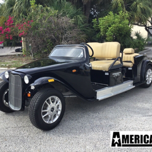 2024 black america ev california roadster limo 6 passenger golf cart