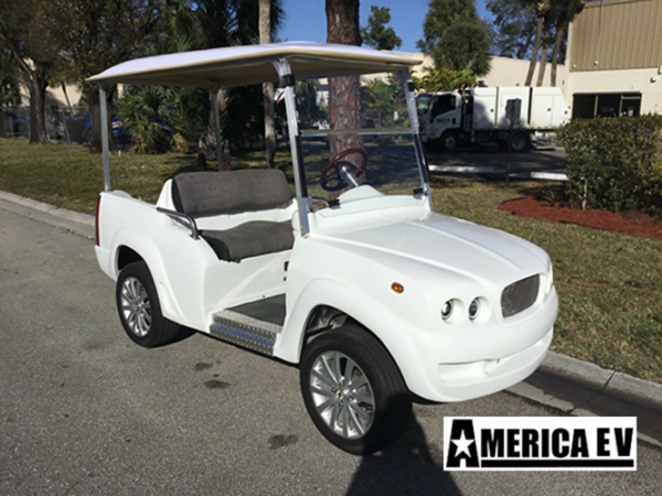 2023 white america ev ev luxe 4 passenger golf cart