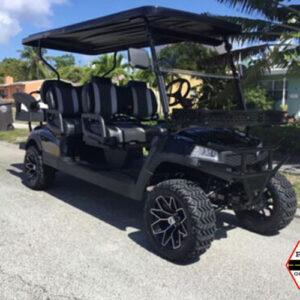 black aluma 6 passenger lifted golf cart