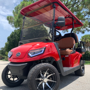 new 2023 red elite ev 4 passenger golf cart