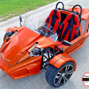 new orange orca reverse trike autocycle