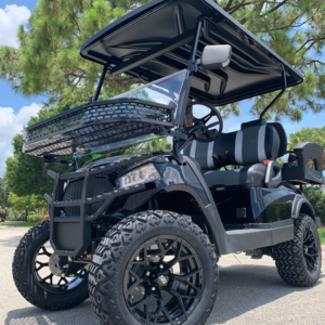 new black aluma 4 passenger lifted golf cart with solar panel lithium battery