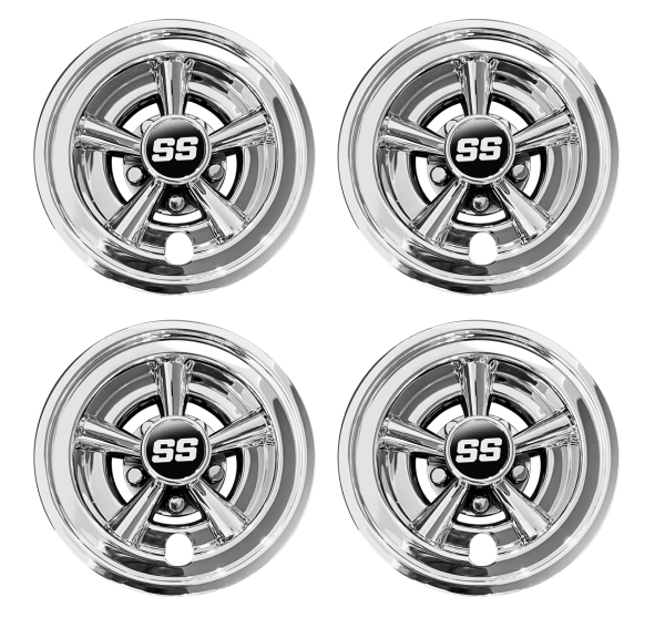 Steeleng 8 Inch Wheel Covers with Chrome Finish for Golf Cart