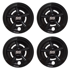 Steeleng 8 Inch Wheel Covers with Glossy Black Finish for Golf Cart