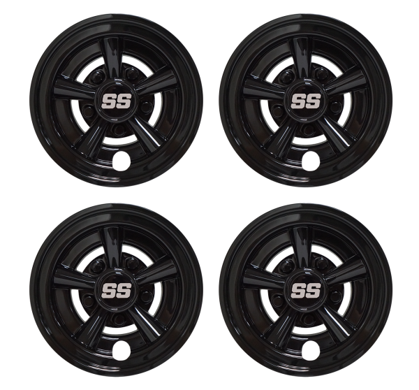 Steeleng 8 Inch Wheel Covers with Glossy Black Finish for Golf Cart
