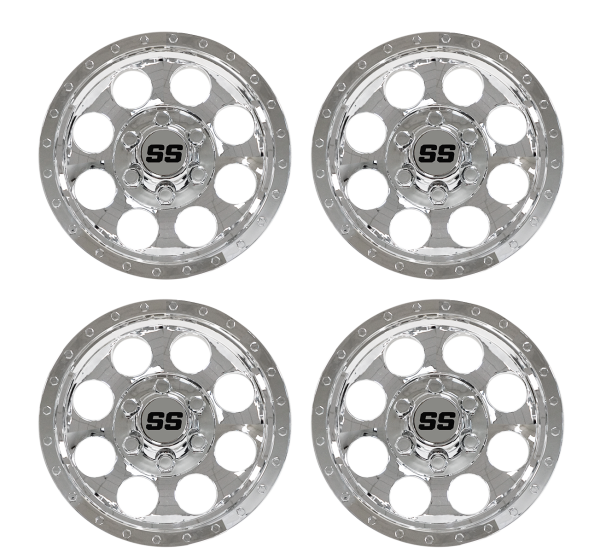 Steeleng 10 Inch Wheel Covers with Chrome Finish for Golf Cart