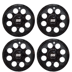 Steeleng 10 Inch Wheel Covers with Glossy Black Finish for Golf Cart
