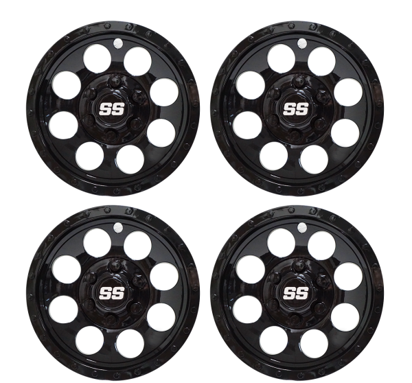 Steeleng 10 Inch Wheel Covers with Glossy Black Finish for Golf Cart