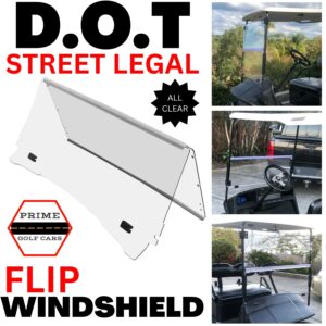 DOT Clear Flip Windshield for Club Car DS Golf Cart 1982-1999