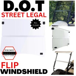 DOT Clear Flip Windshield for Club Car Precedent Golf Cart